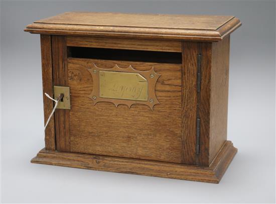 An oak letter box length 34cm